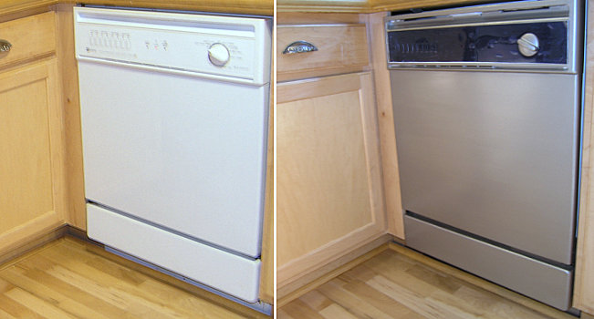 Фотоколлаж: посудомоечная машина до и после окрашивания