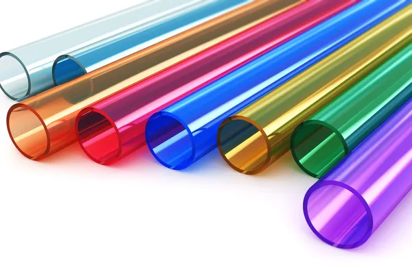 Цветные акриловые пластиковые трубы — стоковое фото