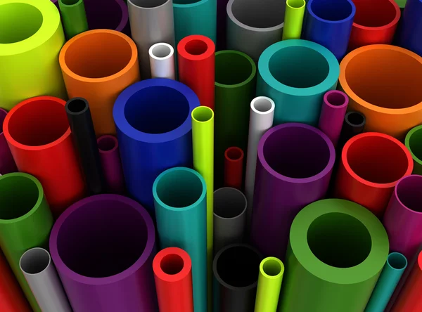 Красочные пластиковые трубы — стоковое фото