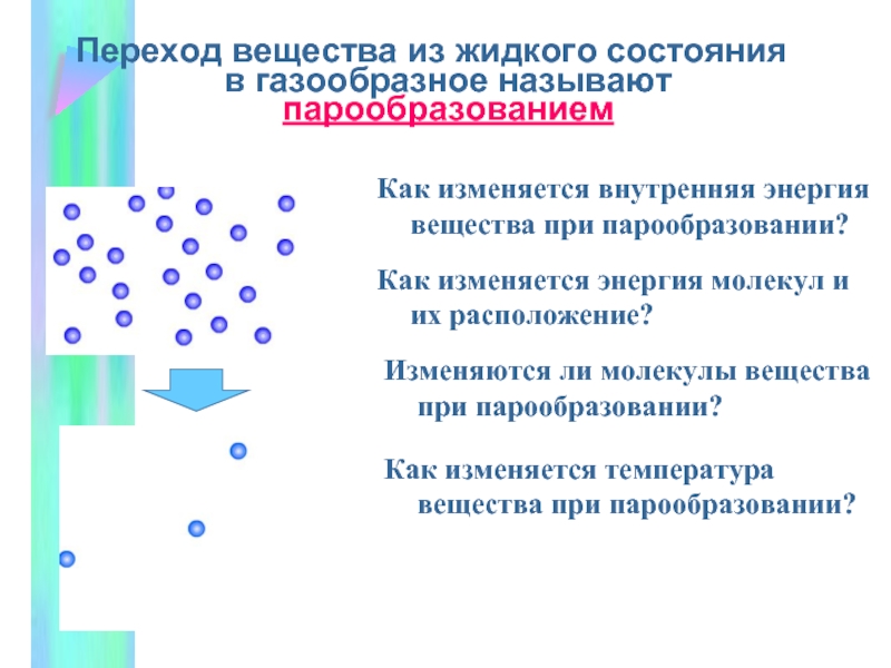 Температура перехода. Переход вещества из жидкого состояния в газообразное. Переход вещества из газообразного состояния в жидкое называется. Как называется переход вещества из газообразного состояния в жидкое. Как изменяется внутренняя энергия вещества при парообразовании.